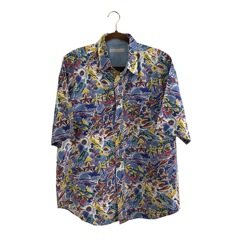 Vintage Bugle Boy Tropical Hawaiian Shirt Ramie Cotton Beach Coastal Grandpacore